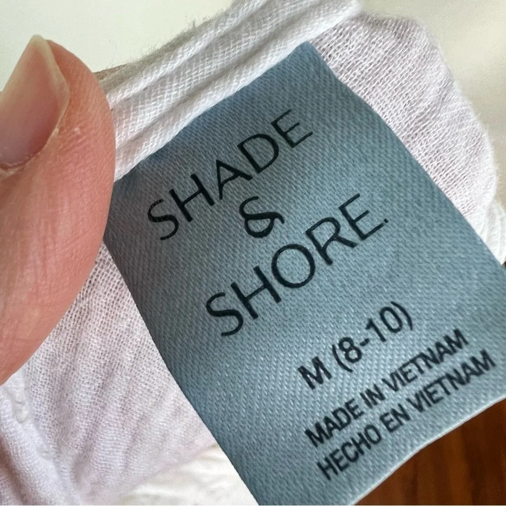 Shade & Shore Swim Coverup White Midi Dress Gauzy 100% Cotton Size M